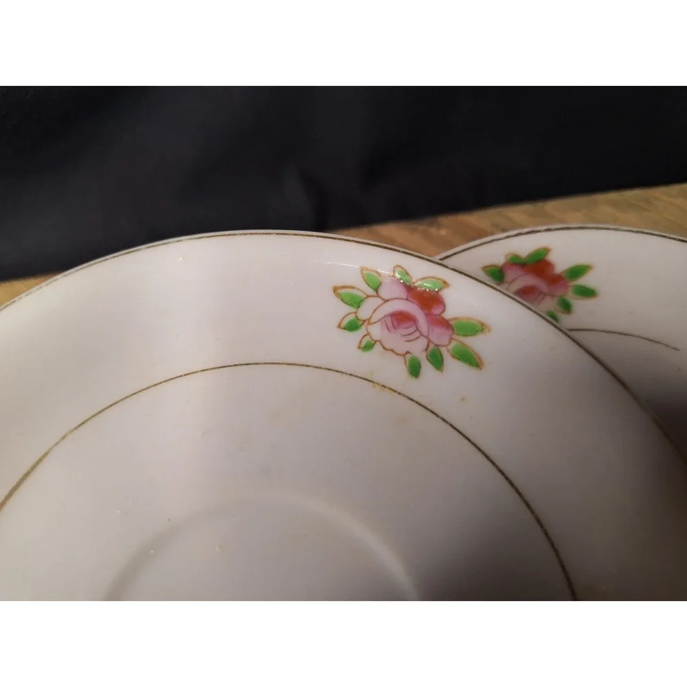 Vintage Made in Occupied Japan‎ Floral Tea Cup and Saucer Set 7 Piece Porcelain